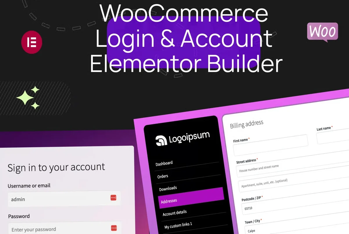 WooCommerce Login & Account Pages for Elementor